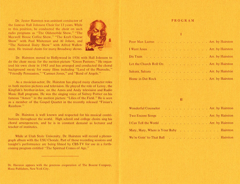 Jester Hairston Program 2